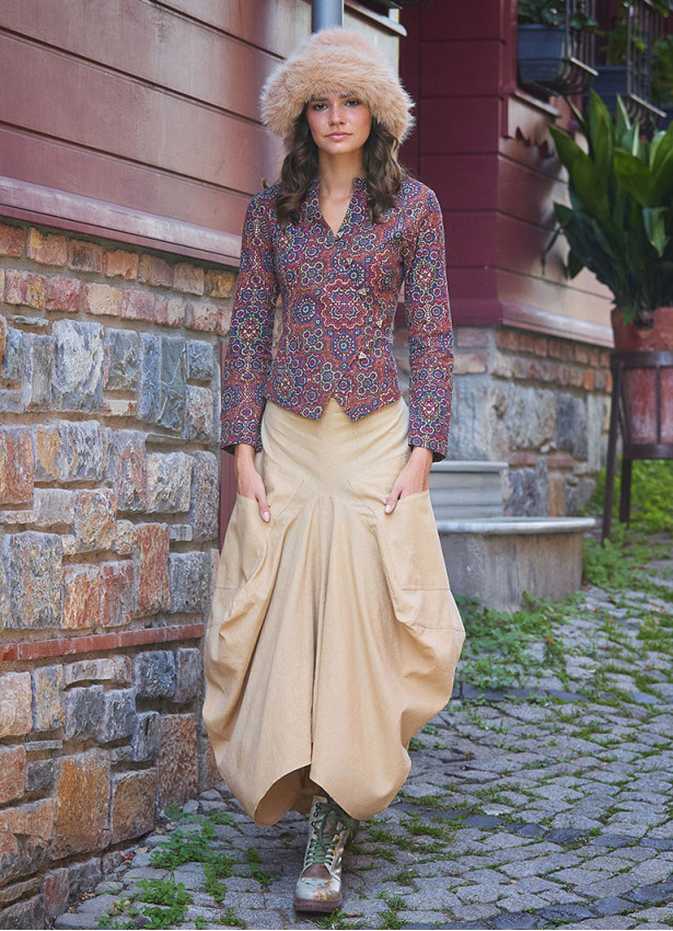 Asymmetrical Hem Detail Hippie Style Long Skirt