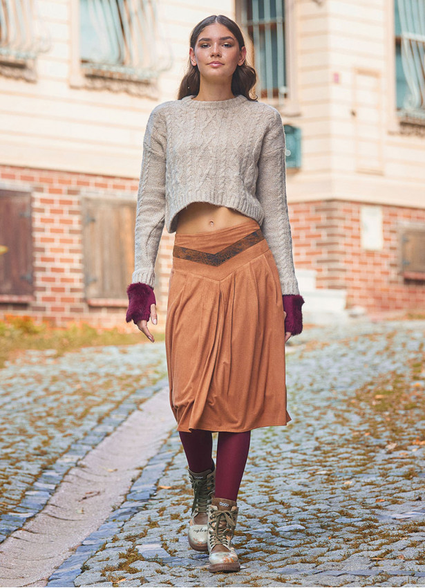 Flared Authentic Suede Skirt