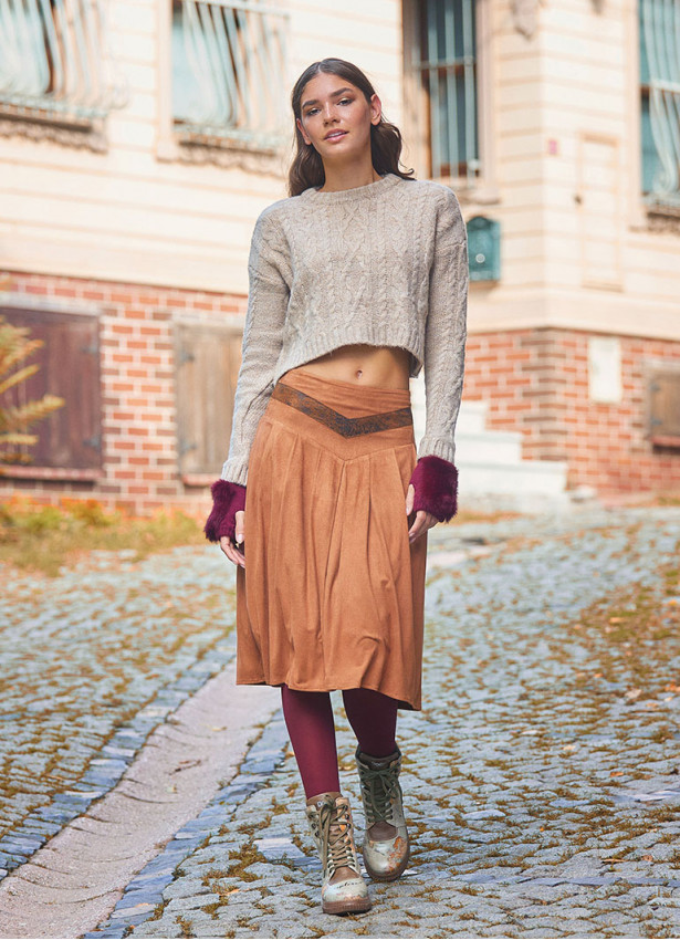 Flared Authentic Suede Skirt