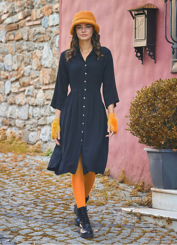 Black Paisley Winter Shirt Dress