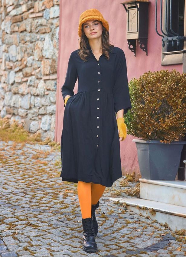 Black Paisley Winter Shirt Dress