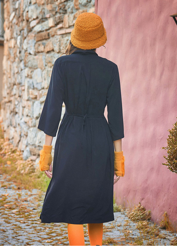 Black Paisley Winter Shirt Dress