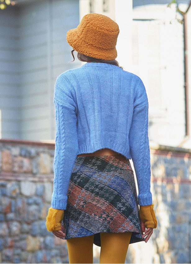 Oversized Button Wrapped Orange Mini Skirt