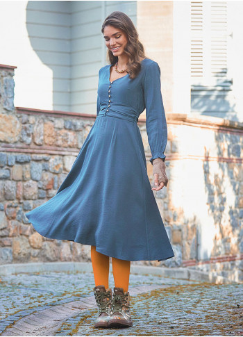 Bohemian Style Fit and Flare Gray Dress