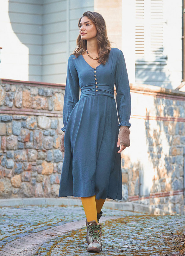 Bohemian Style Fit and Flare Gray Dress