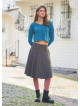 Flared Brown Patterned Houndstooth Skirt