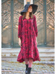 Long Puff Sleeve Red Long Tiered Dress