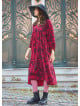 Long Puff Sleeve Red Long Tiered Dress