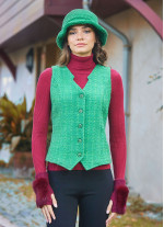 Neckline Button Detailed Slim Fit Green Vest