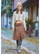 Flared Brown Patterned Suede Skirt