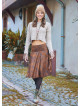 Flared Brown Patterned Suede Skirt