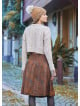 Flared Brown Patterned Suede Skirt