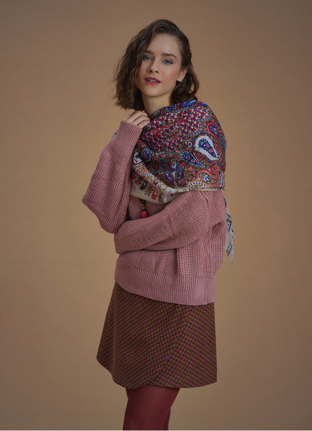 Patchwork Beige Patterned Shawl