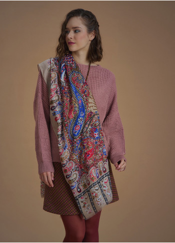 Patchwork Beige Patterned Shawl