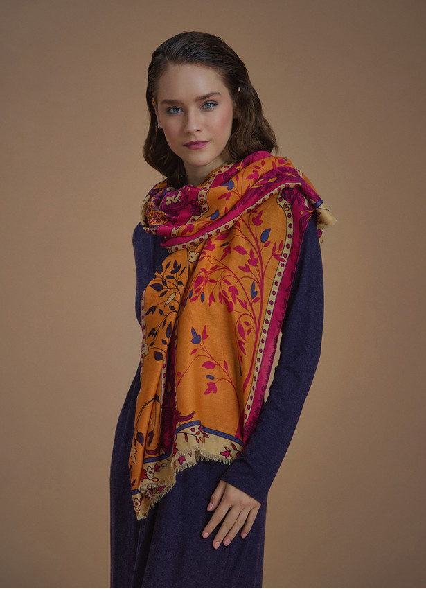 Floral Patterned Bohemian Style Shawl