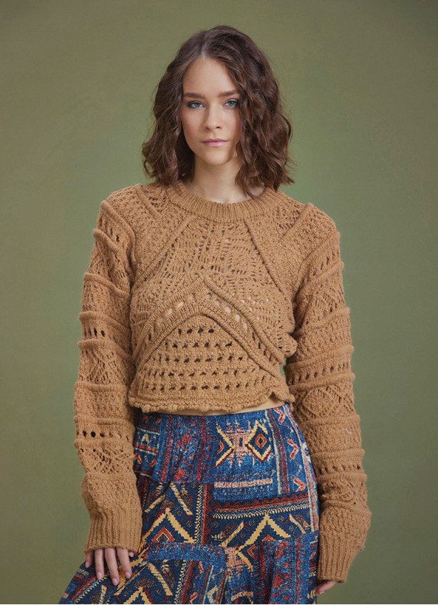 Hole Neck Authentic Brown Knitwear