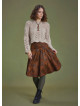 Flared Brown Patterned Suede Skirt