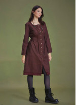 Nervure Front Laced Hem Long Sleeve Dress