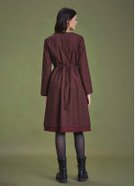 Nervure Front Laced Hem Long Sleeve Dress