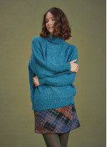 Bohemian Style Knitted Women's Blue Sweater