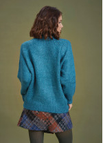 Bohemian Style Knitted Women's Blue Sweater