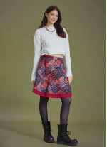 Red Patterned Short Wrap Skirt