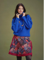 Bohemian Style Knitted Women's Saxe Blue Sweater