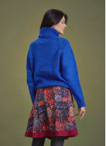 Bohemian Style Knitted Women's Saxe Blue Sweater