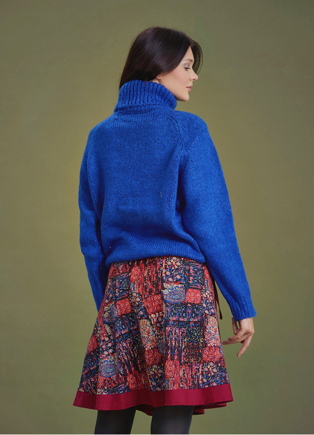 Bohemian Style Knitted Women's Saxe Blue Sweater