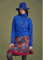 Bohemian Style Knitted Women's Saxe Blue Sweater