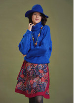 Bohemian Style Knitted Women's Saxe Blue Sweater