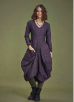 Boho Big Pockets Tie Waist V Neckline Lilac Dress