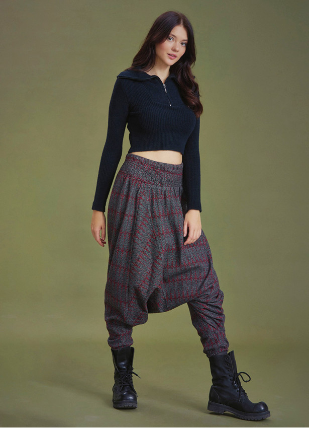 Elastic Waist and Leg Winter Harem Pants