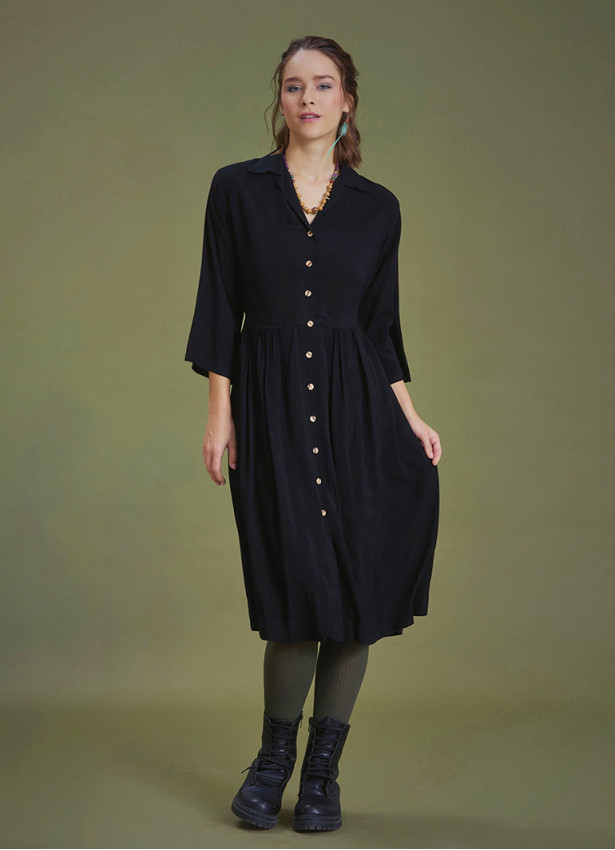 Black Paisley Winter Shirt Dress