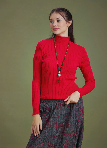 Winter Red Turtleneck Sweater