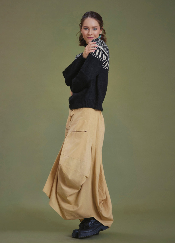 Asymmetrical Hem Detail Hippie Style Long Skirt