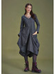 Boho Big Pockets Tie Waist V Neckline Gray Dress