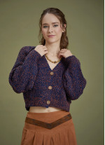 Boho Chic Cable Knit Crop Blue Cardigan