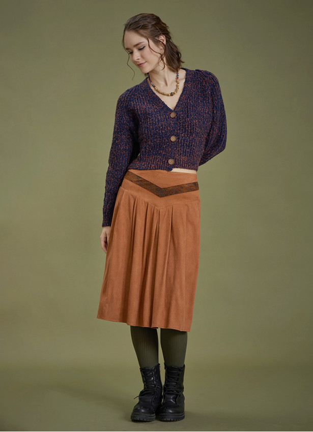 Flared Authentic Suede Skirt