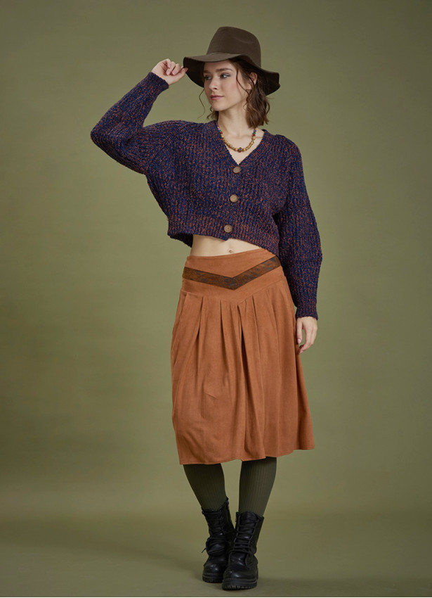 Flared Authentic Suede Skirt