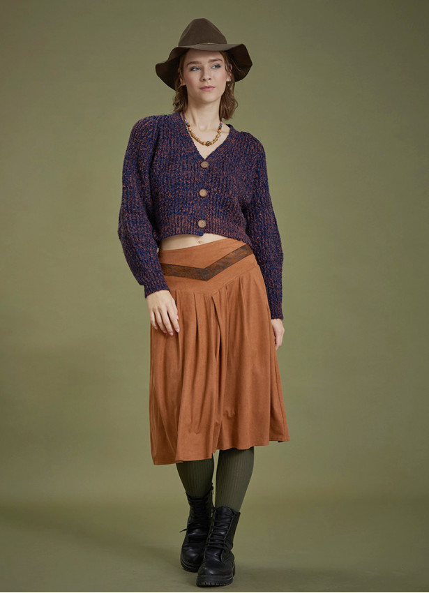 Flared Authentic Suede Skirt