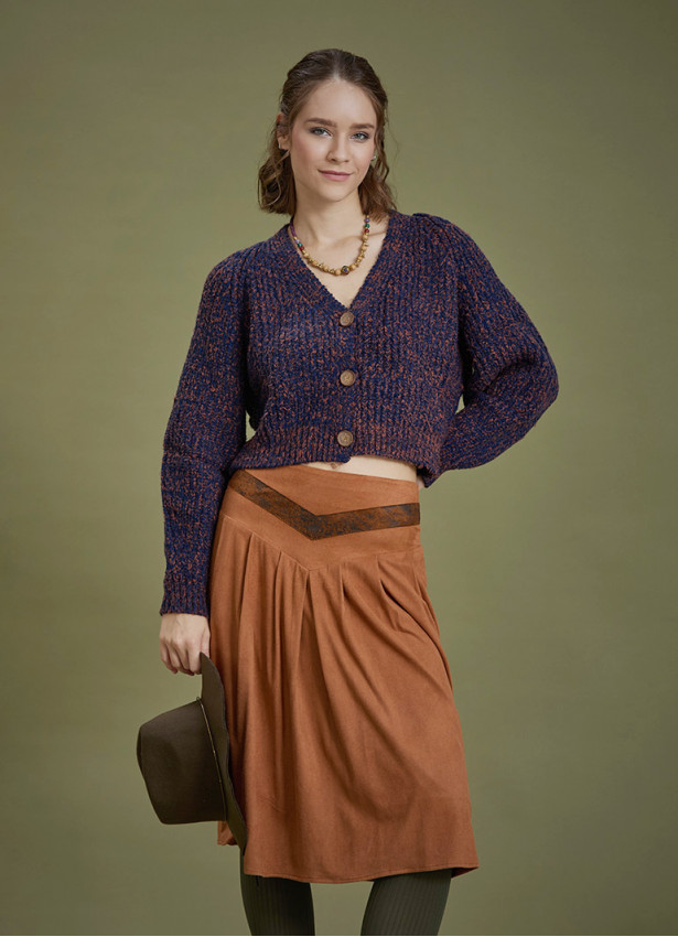 Flared Authentic Suede Skirt