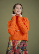 Cable Knit Orange Winter Sweater