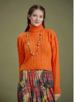 Cable Knit Orange Winter Sweater