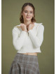 Zippered Turtleneck White Women's Sweater