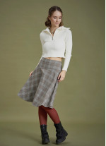 Flared Gray Plaid Houndstooth Skirt