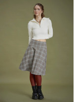 Flared Gray Plaid Houndstooth Skirt