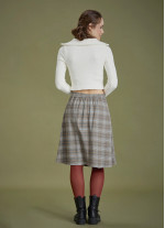 Flared Gray Plaid Houndstooth Skirt