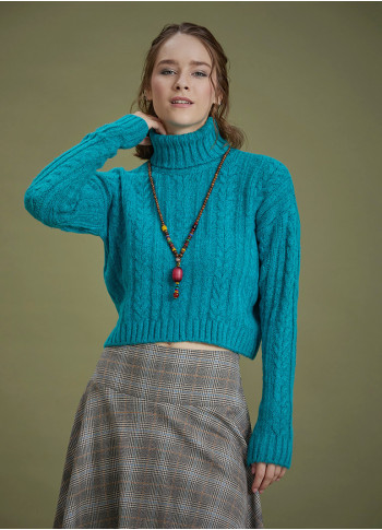 Cable Knit Blue Winter Sweater