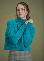 Cable Knit Blue Winter Sweater